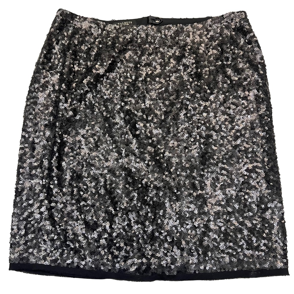 Talbots Woman Black Sequin Holiday New Years Party Pencil Skirt NWT Size 14W